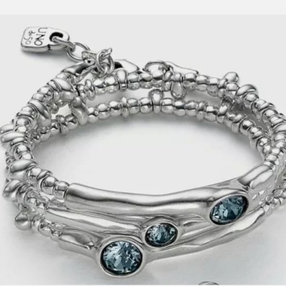 UNO de 50 Bracelet - DELIRIUM - Silver plated with Swarovski Blue Crystals - Picture 2 of 14